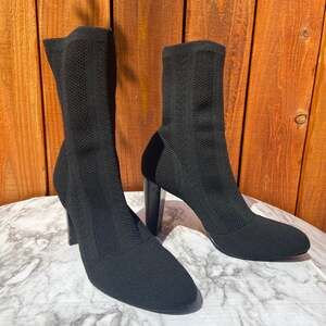 Charles David Black Knit Sock Boot Heels